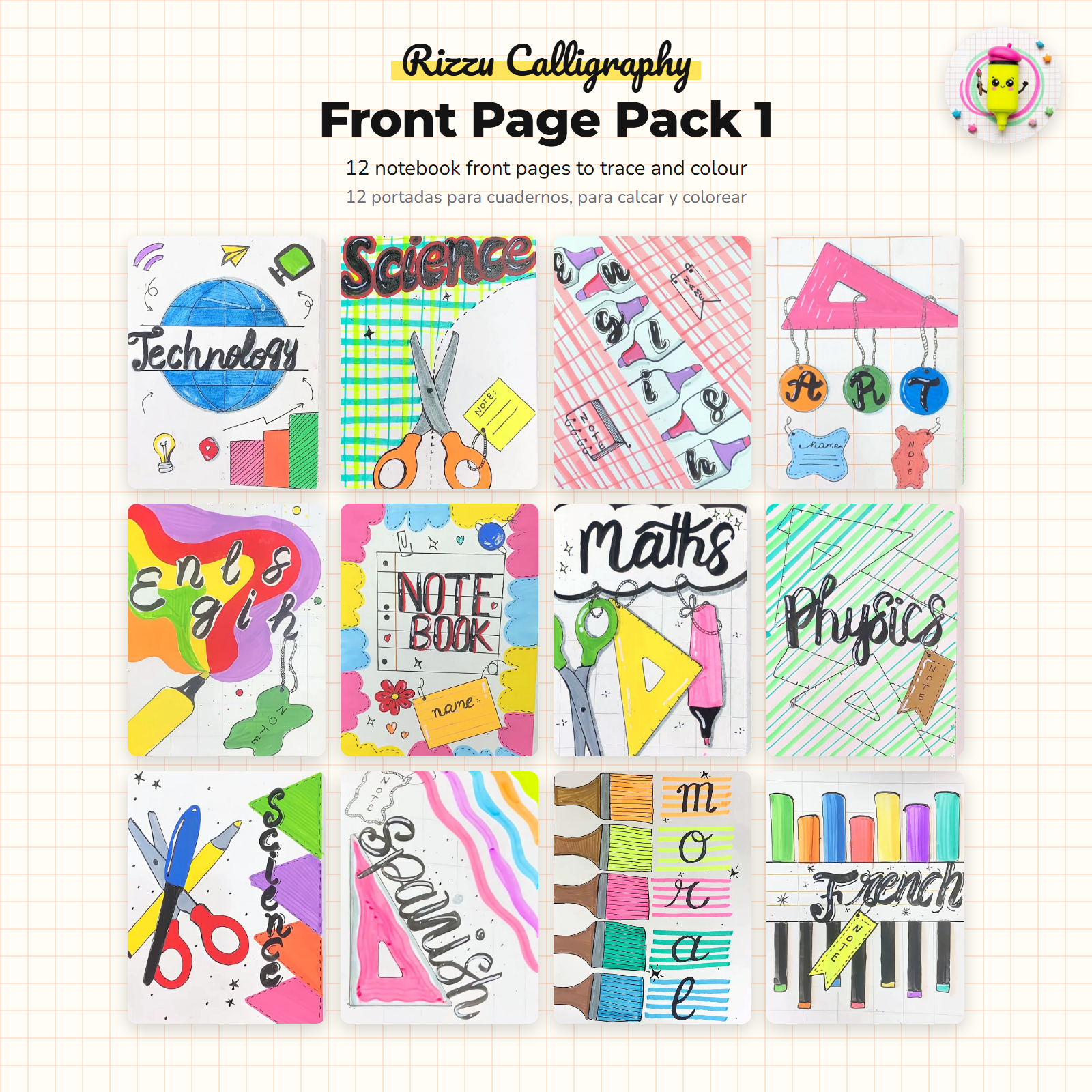 All 12 designs in Front Page Pack 1